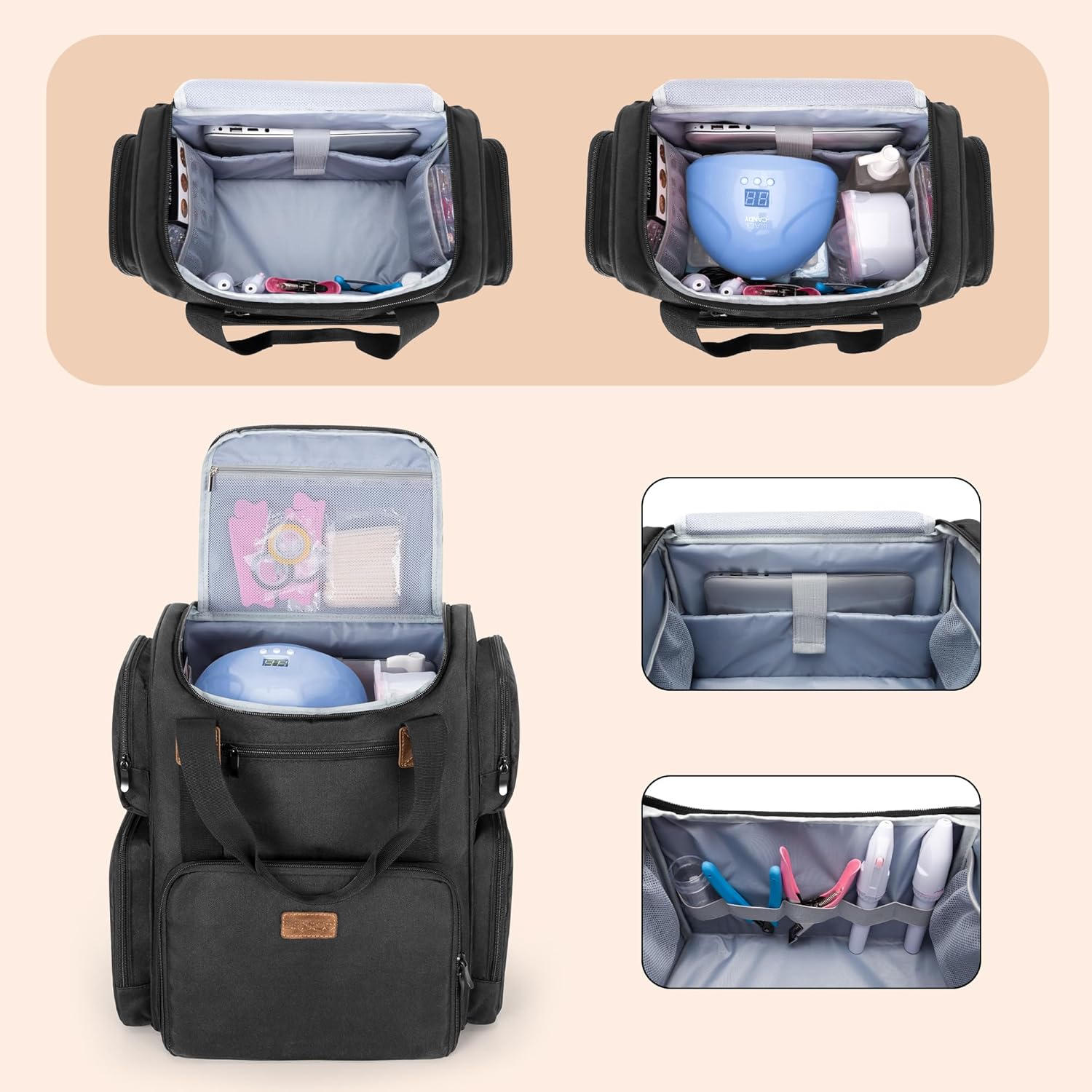 Nail Polish Organizer Backpack - Laptop Sleeve Removable のレビューと価格