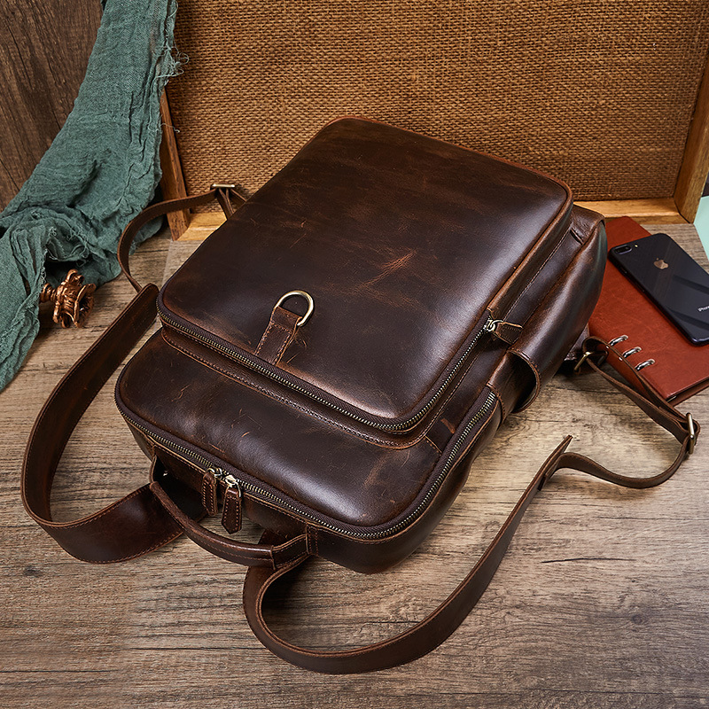 Men's Top Grain Waxed Leather  - Leather Backpack Vintage のレビューと価格
