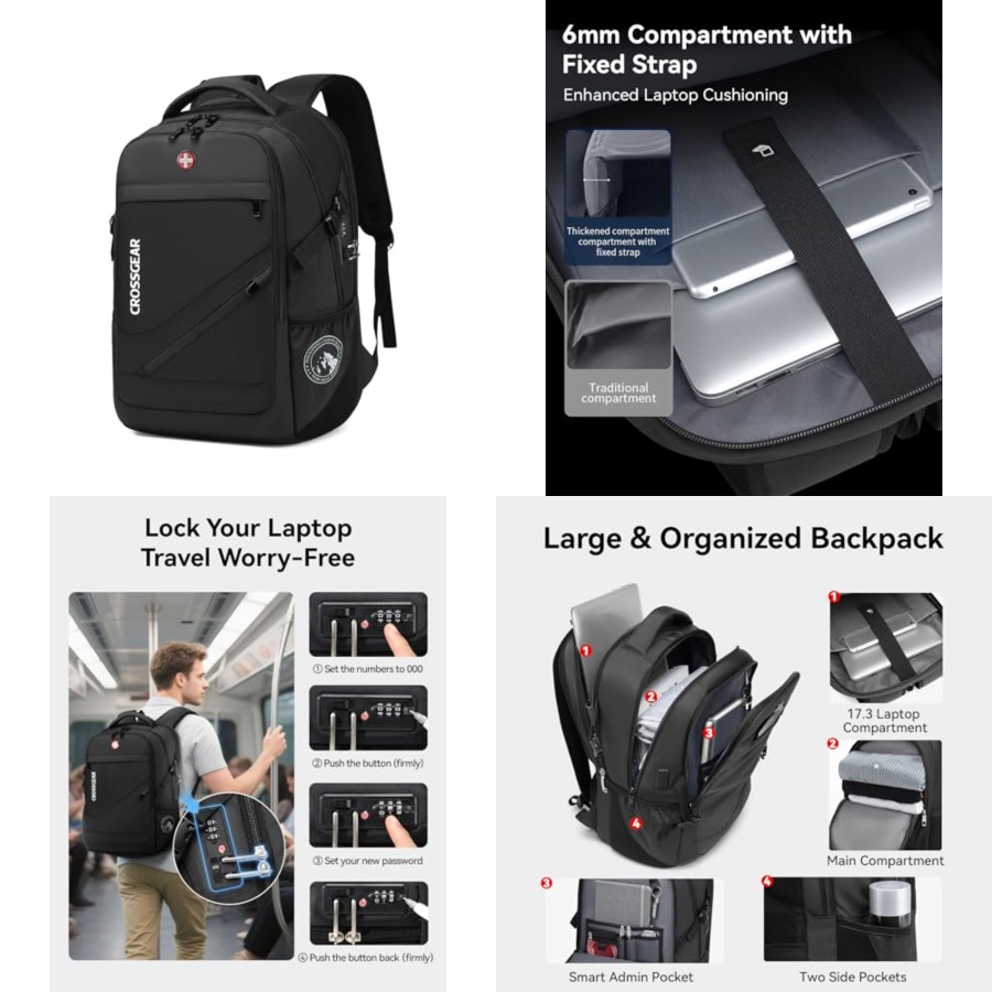17.3'' Laptop Backpack for Men - Travel Backpack Anti Theft のレビューと価格