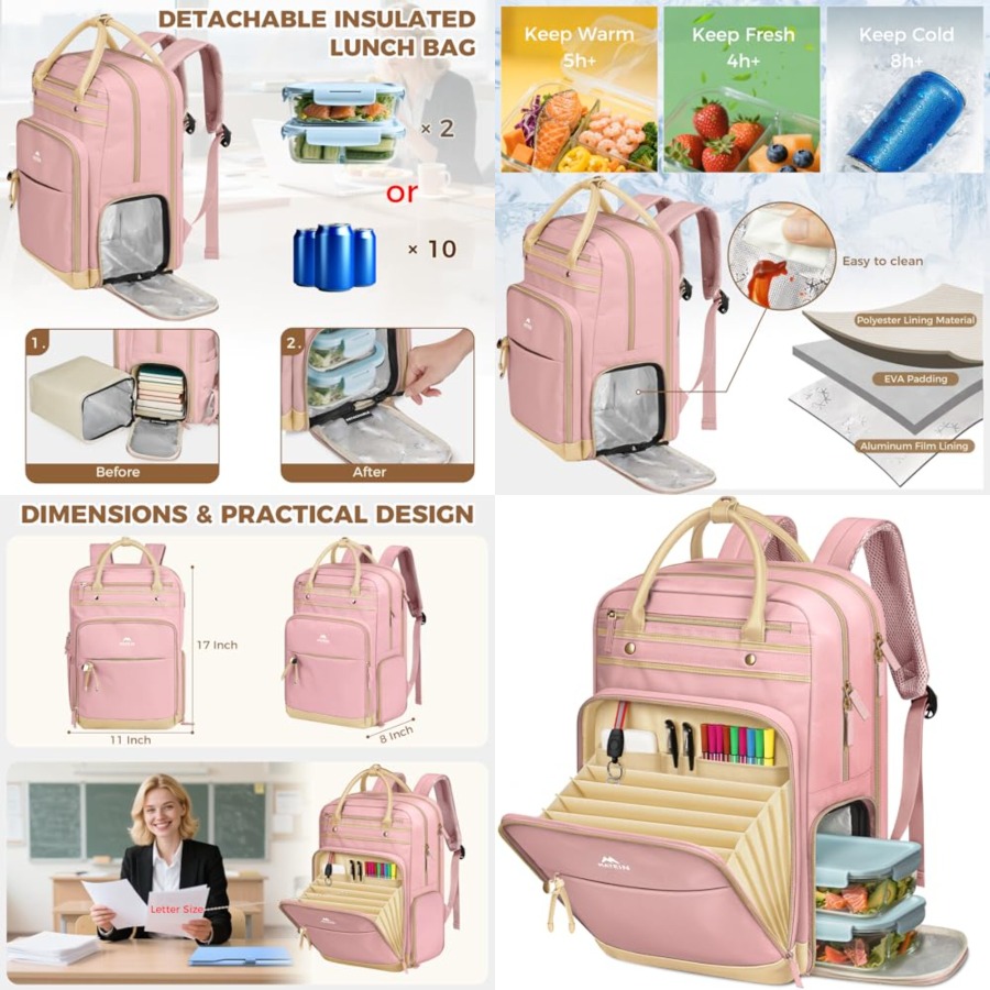 Lunch Backpack for Women, Teac - Laptop Backpack 15.6 のレビューと価格
