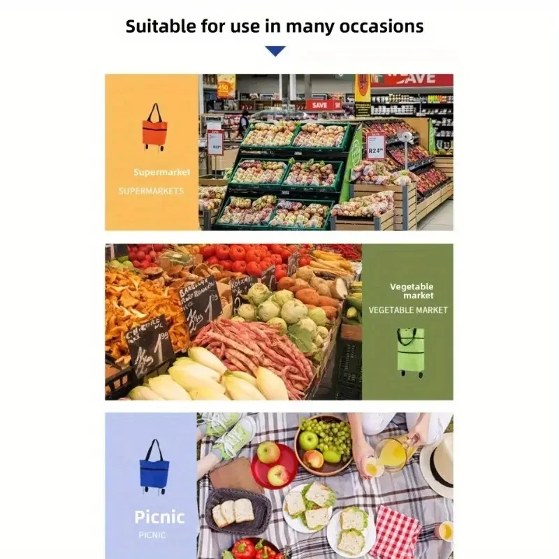 1pc Portable Shopping Cart wit - Foldable Backpack Small のレビューと価格