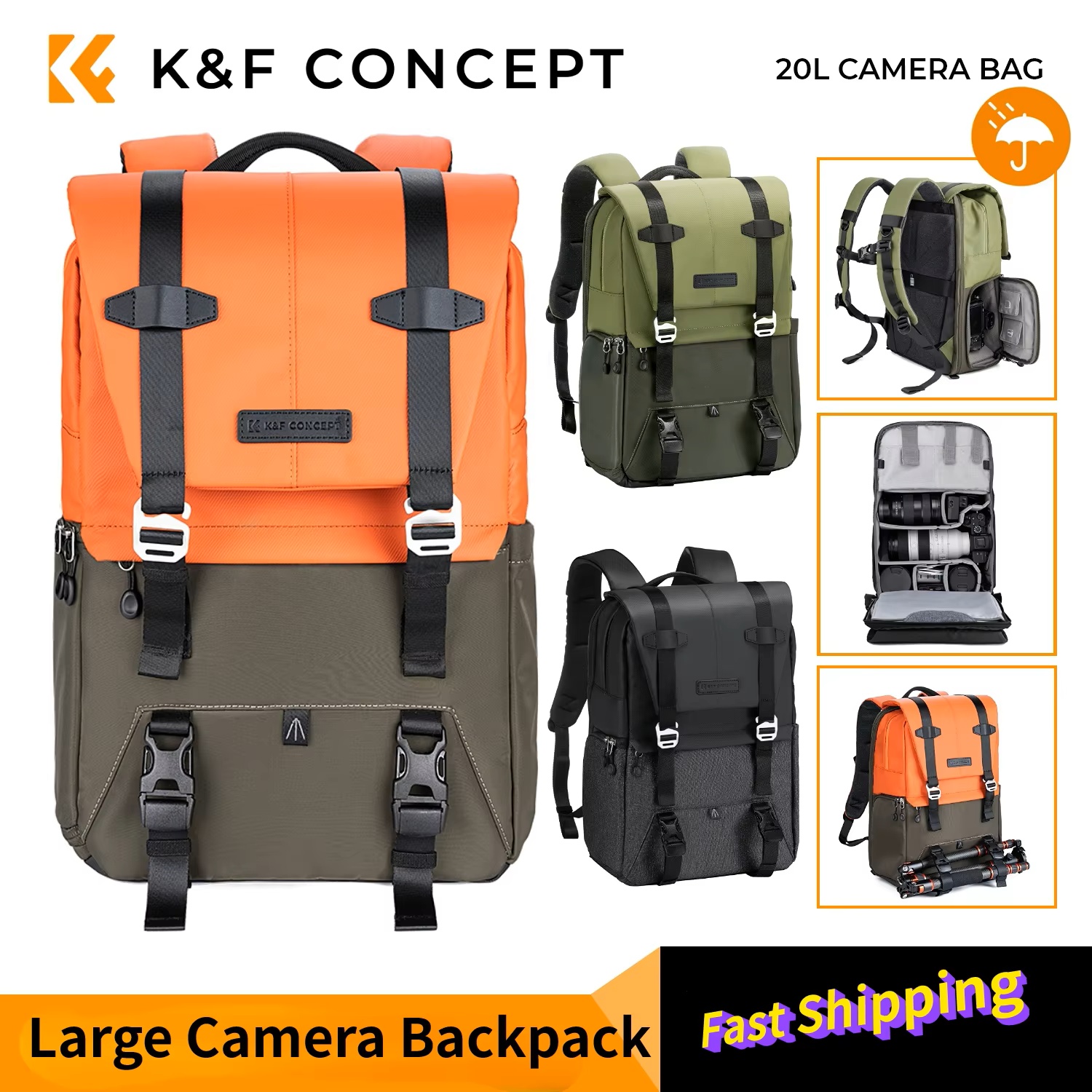 K&F CONCEPT Camera Backpack Tr - Laptop Backpack 15.6 のレビューと価格