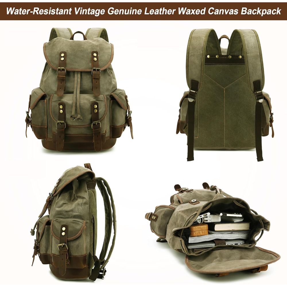 Vintage Canvas Leather Backpac - Leather Backpack Vintage のレビューと価格