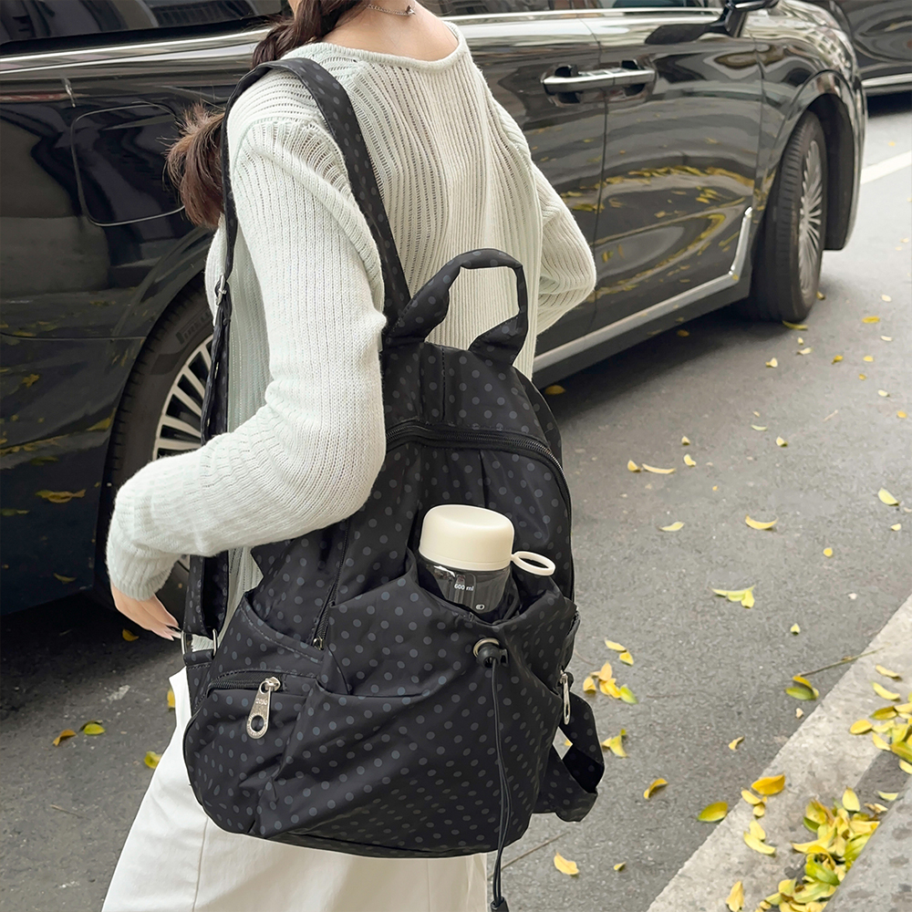 Polka Dot Nylon Drawstring Bac - Canvas Backpack Casual のレビューと価格