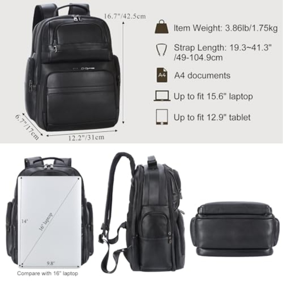 Men's Vintage Leather Backpack - Leather Backpack Vintage のレビューと価格