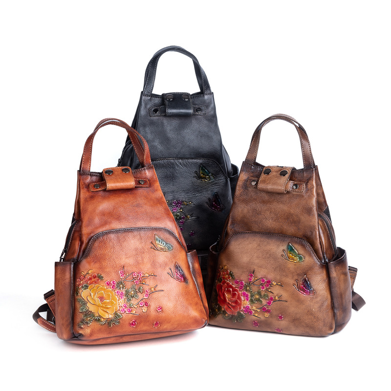 Johnature Genuine Leather Embo - Leather Backpack Vintage のレビューと価格