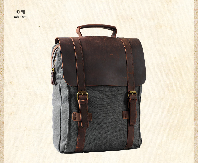 Fashion Male Backpack Leather  - Rucksack Military Style のレビューと価格