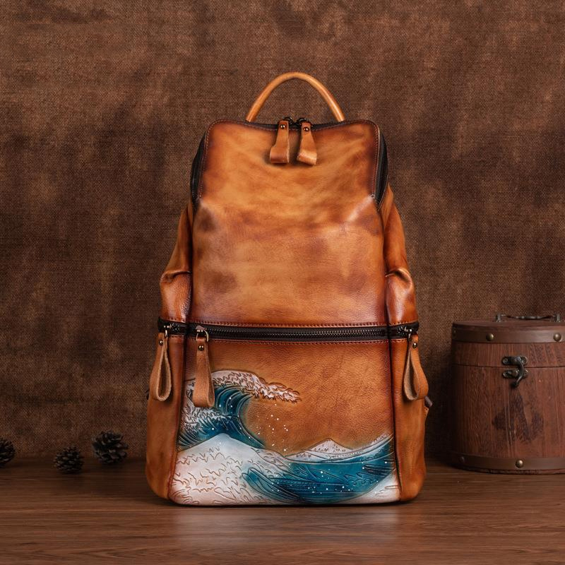 Genuine Real Soft Leather Wome - Leather Backpack Vintage のレビューと価格